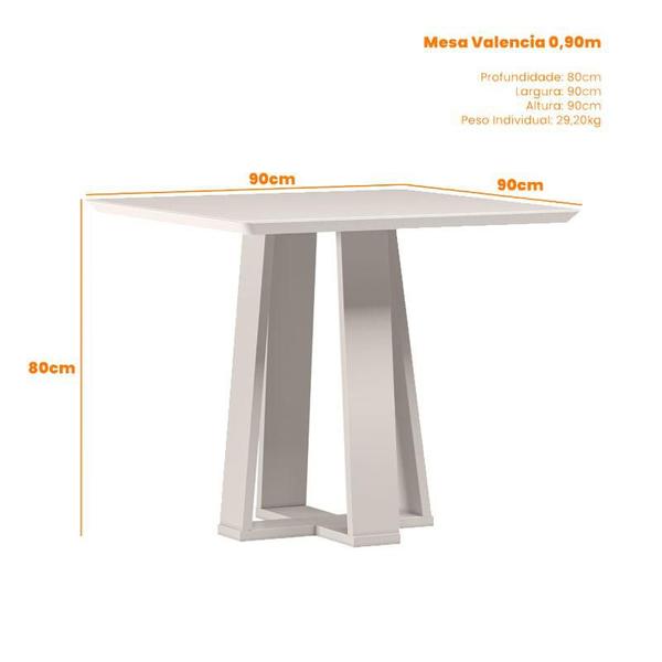 Imagem de Mesa de Jantar 90x90 cm Valência com Vidro Off White  New Ceval