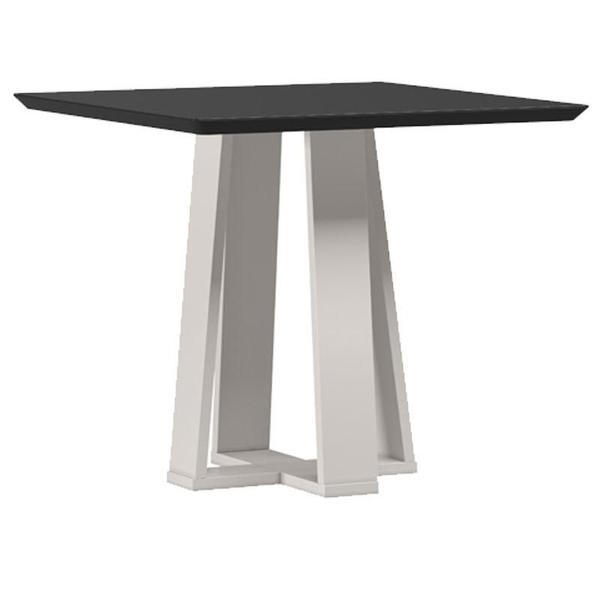 Imagem de Mesa de Jantar 90x90 cm Valência com Vidro Off White Preto  New Ceval