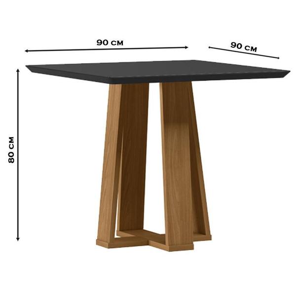 Imagem de Mesa de Jantar 90x90 cm Valência com Vidro Ype Preto  New Ceval