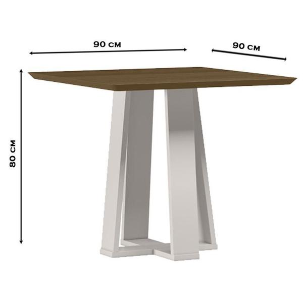 Imagem de Mesa de Jantar 90x90 cm Valência sem Vidro Off White Imbuia  New Ceval