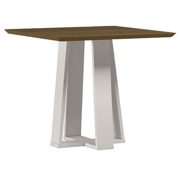 Imagem de Mesa de Jantar 90x90 cm Valência sem Vidro Off White Imbuia  New Ceval