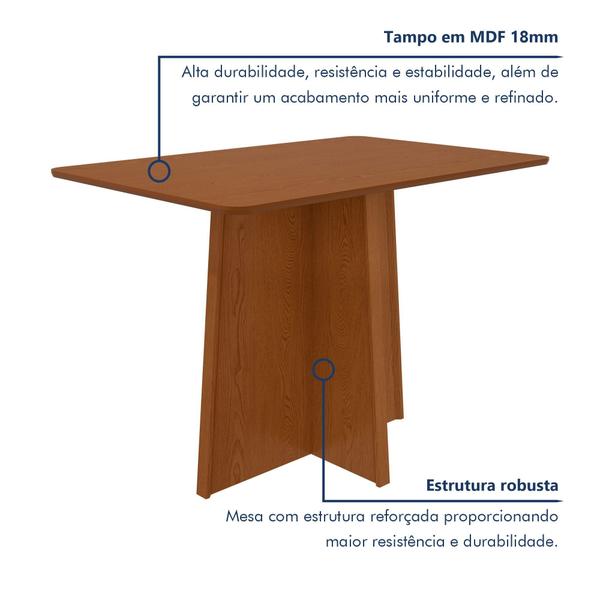 Imagem de Mesa de Jantar 90x90cm Tampo MDF/Vidro Celebrare Móveis Lopas