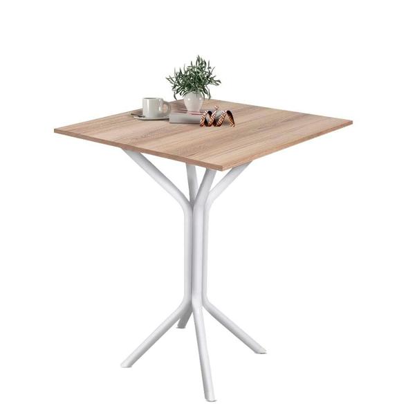 Imagem de Mesa De Jantar Aço 4 Lugares 68cm Branco Carvalho Atticus Shop Jm