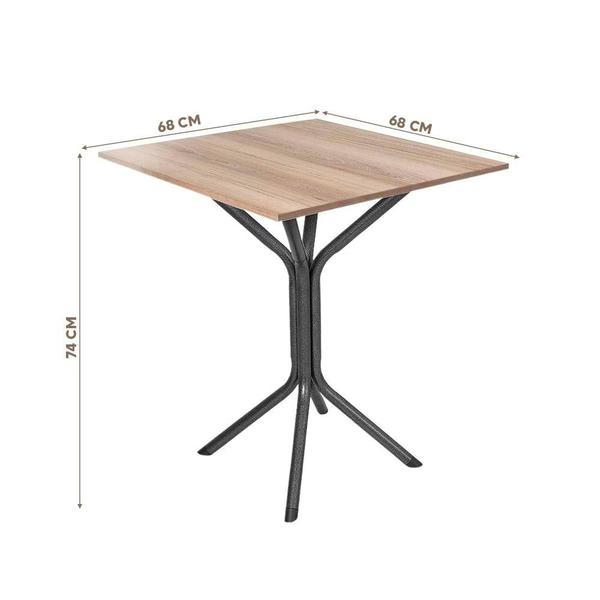 Imagem de Mesa De Jantar Aço 4 Lugares 68cm Preto Carvalho Atticus Shop Jm