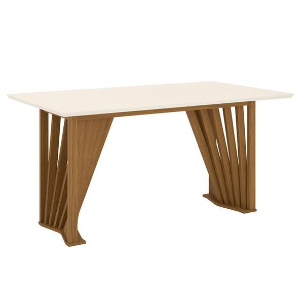 Imagem de Mesa de Jantar Adriana 160 cm Canto Reto sem Vidro Nature Off White - Henn