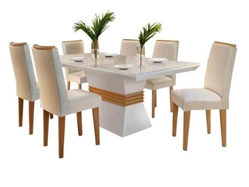 Imagem de Mesa de Jantar Agata 1.800.90 Com 6 Cadeiras Lunara  Off White/Imbuia