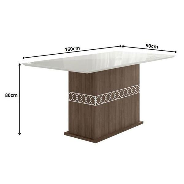 Imagem de Mesa de Jantar Ágata 160cm com Vidro Amêndoa/Off White - Poliman