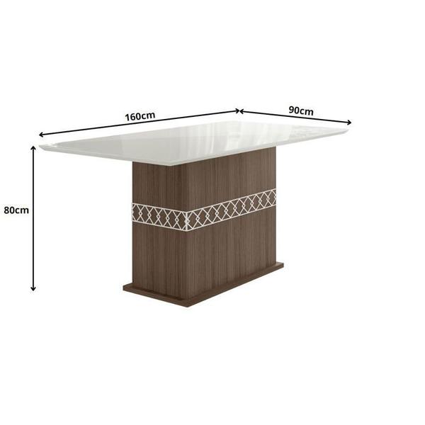 Imagem de Mesa de Jantar Ágata 160cm com Vidro Amêndoa/Off White - Poliman