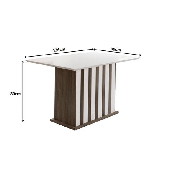 Imagem de Mesa de Jantar Amalia 136cm com Vidro Amêndoa/Off White - Poliman