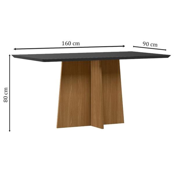 Imagem de Mesa de Jantar Ambiente Anitta 160x90 cm com Vidro Ype Preto e 6 Cadeiras Ana Ype Veludo Preto  New Ceval