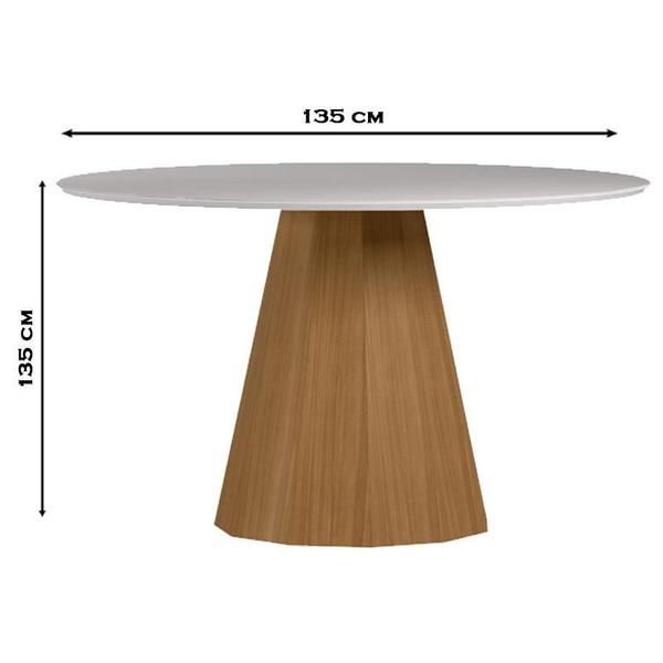 Imagem de Mesa de jantar Ambiente Isis 135x135 cm com Vidro Ype Off White e 6 Cadeiras Mariana Camurça Marrom  New Ceval