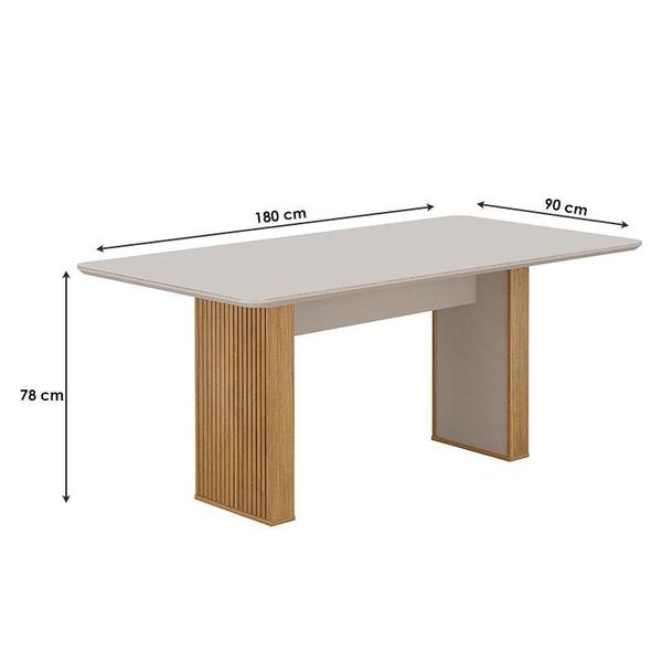 Imagem de Mesa de Jantar Ambiente Júlia 180x90cm Cinamomo Off White com 6 Cadeiras Lara Linho Prata - Valdemóveis