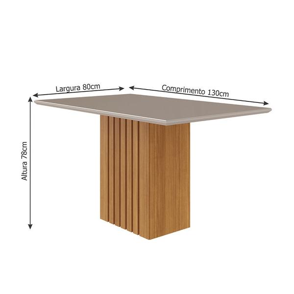 Imagem de Mesa de Jantar Ana Nature com Vidro Off White 130x80