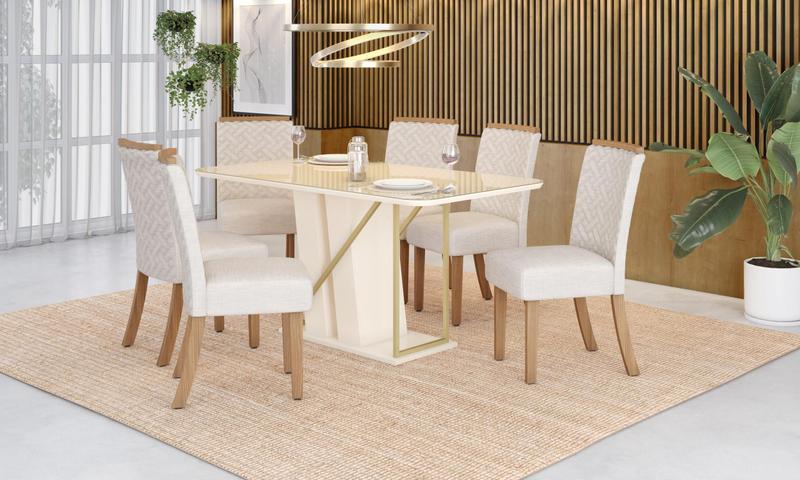 Imagem de Mesa de Jantar Andy 160 C/ Vidro Off White - Henn