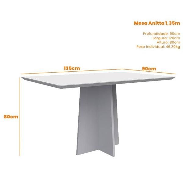 Imagem de Mesa de Jantar Anitta 135X90 cm com Vidro Off White  New Ceval