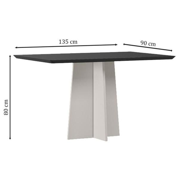 Imagem de Mesa de Jantar Anitta 135X90 cm com Vidro Off White Preto  New Ceval