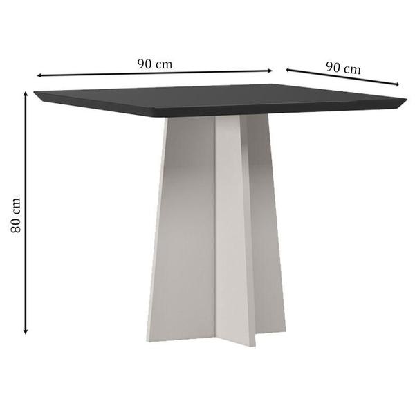 Imagem de Mesa de Jantar Anitta 90X90 cm com Vidro Off White Preto  New Ceval