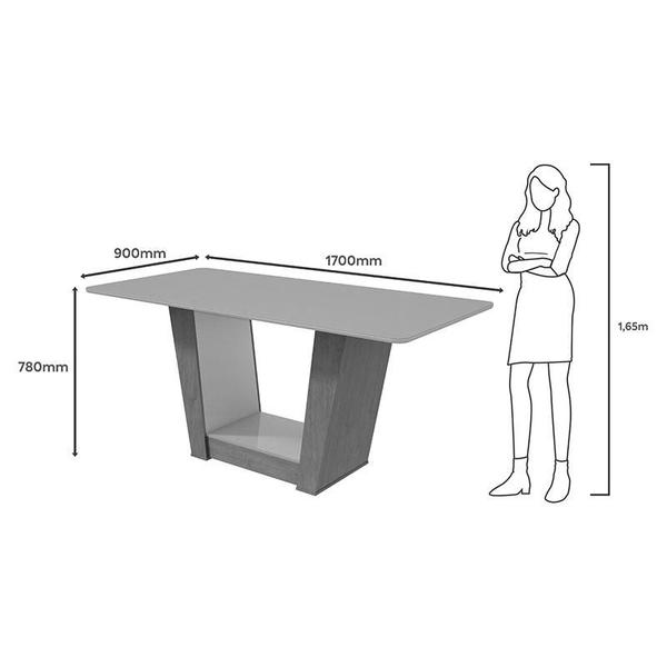 Imagem de Mesa de Jantar Apogeu 170 cm Off White Tampo com Vidro  Lopas