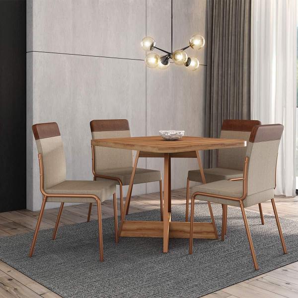 Imagem de Mesa de Jantar Átria Quadrada 4 Lugares 90x90cm Pés Metal NF