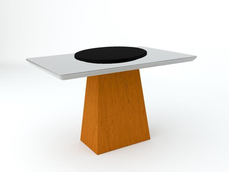 Imagem de Mesa De Jantar Bárbara 1,35 X 0,90M Com Tampo Giratório Ypê/Off White/Preto - New Ceval