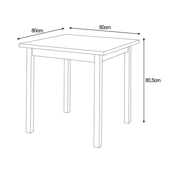 Imagem de Mesa de Jantar Base Madeira Maciça com 2 Cadeiras Elisa Ideal para Apartamenteo 80x80 Branco