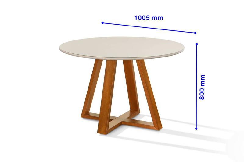 Imagem de Mesa de Jantar Bela 105cm Redonda Tampo Vidro/MDF Off White