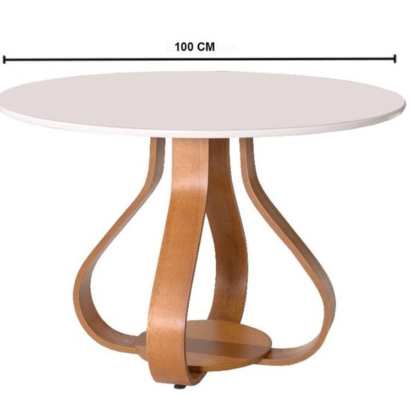 Imagem de Mesa de Jantar Bella ( Pé Cebola ) 100cm Tampo Laqueado com Vidro Branco/Mel