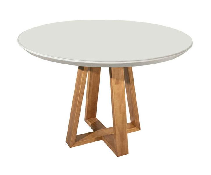 Imagem de Mesa De Jantar Bennett Off White Redonda Com Vidro 115 Cm