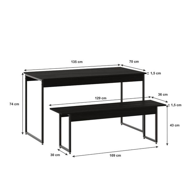 Imagem de Mesa De Jantar Com 1 Banco Estilo Industrial