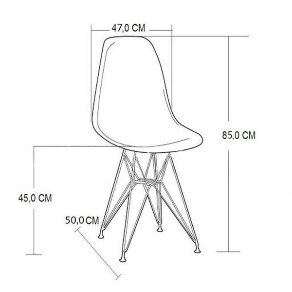 Imagem de Mesa de Jantar com 4 Cadeiras Eames Eiffel Tampo Redondo Preto 90cm Base de Ferro Preto