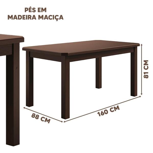 Imagem de Mesa De Jantar Com 6 Cadeiras Em Madeira Maciça 160cm Castanho Safira Shop Jm