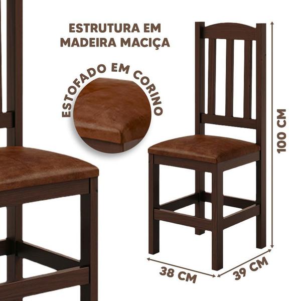 Imagem de Mesa De Jantar Com 8 Cadeiras Com Estofado material sintético Marrom 200cm Castanho Diamante Shop Jm