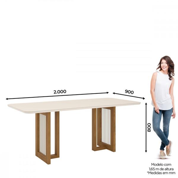 Imagem de Mesa de Jantar com Tampo de MDF e Vidro com Canto Arredondado 200 Cm Yara Henn