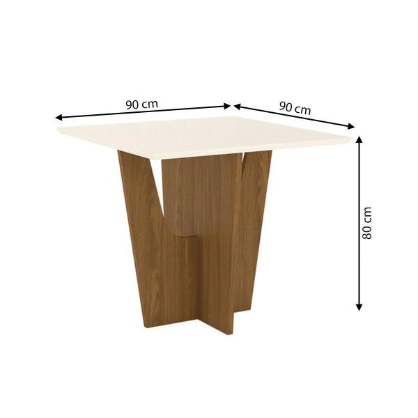 Imagem de Mesa de Jantar com Tampo Mdf 90 Cm Vértice Nature/Off White Henn