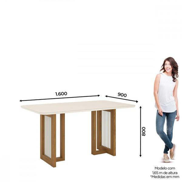 Imagem de Mesa de Jantar com Tampo MDF e Vidro com Canto Arredondado 160 Cm Yara Henn