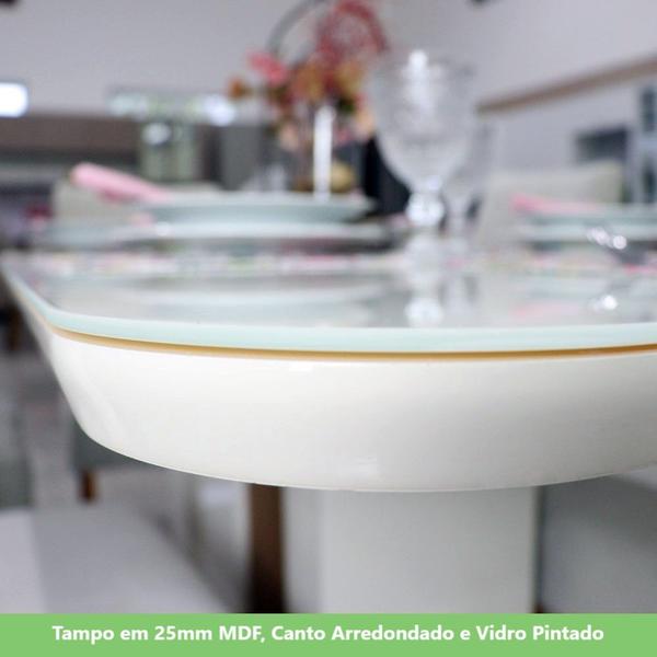 Imagem de Mesa de Jantar Com Tampo MDF e Vidro com Canto Arredondado 200 Cm Adriana Henn