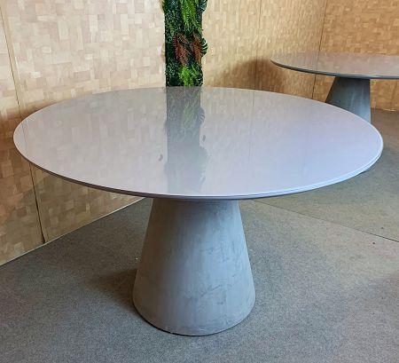 Imagem de Mesa de Jantar Cone 140 cm Cimento Queimado + Vidro 4mm