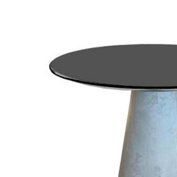 Imagem de Mesa de Jantar Cone Cimento Queimado 120 cm Tampo Laqueado Preto