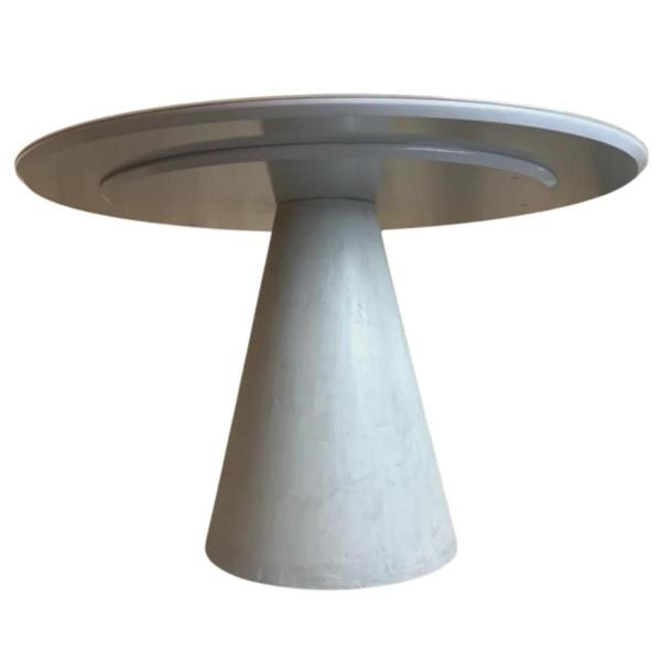 Imagem de Mesa de Jantar Cone Cimento Queimado 80 cm Tampo Laqueado Branco