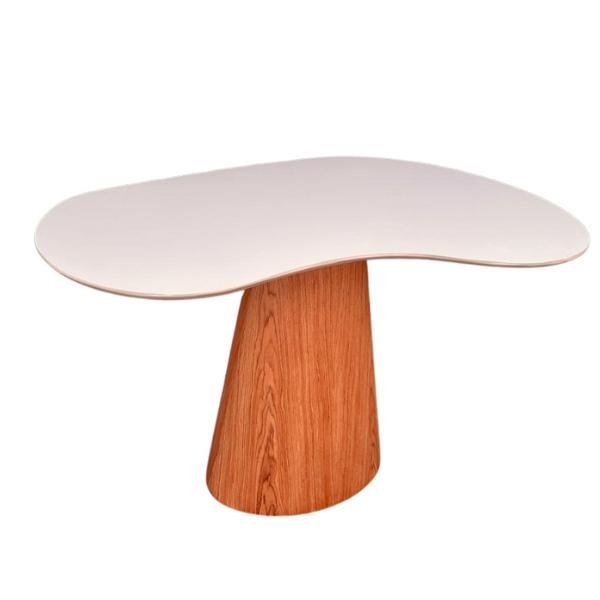 Imagem de Mesa de jantar cone orgânica beca 120x80cm madeira freijó e offwhite