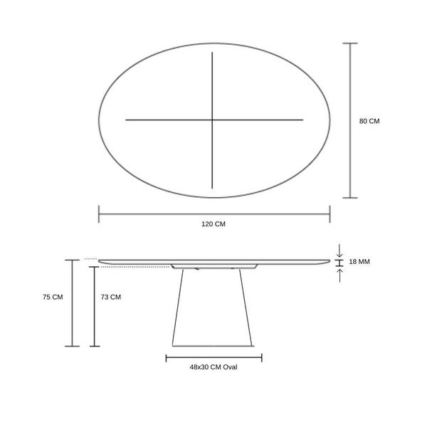 Imagem de Mesa de Jantar Cone Oval 120x80 cm Laqueada