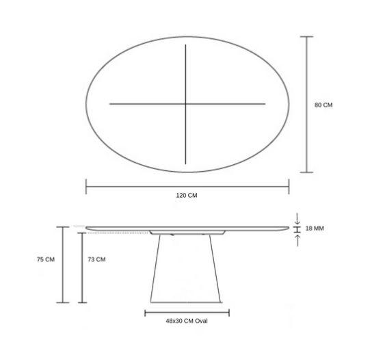 Imagem de Mesa de Jantar Cone Oval 120X80 cm Laqueada