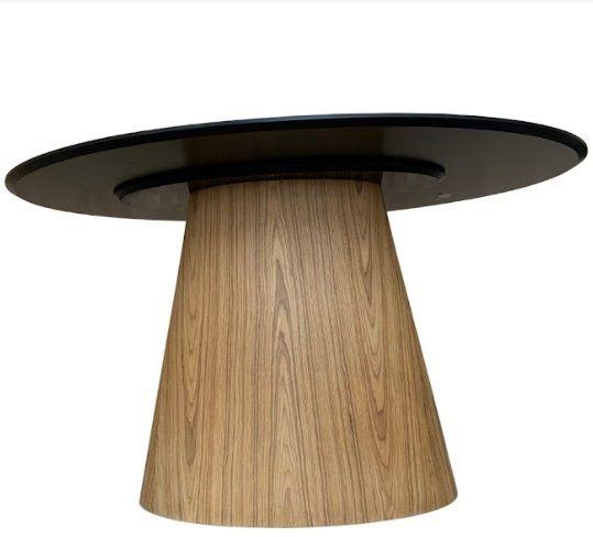 Imagem de Mesa de Jantar Cone Oval 120x80 cm Tampo Laqueado Base Madeira Freijó