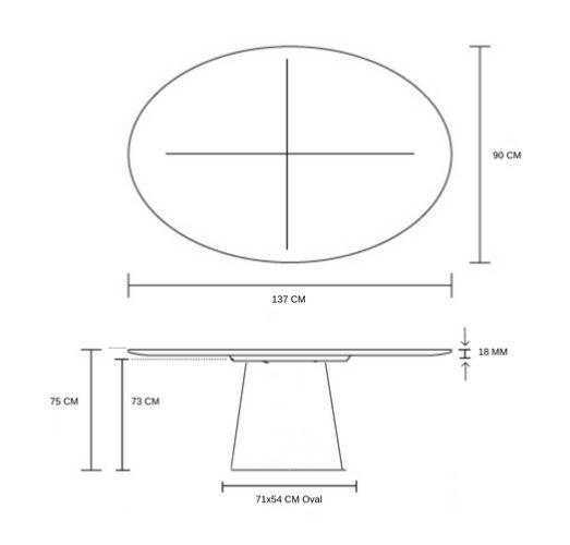 Imagem de Mesa de Jantar Cone Oval 137x90 cm Tampo Laqueado Base Madeira Freijó