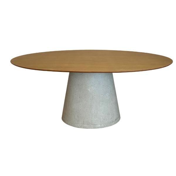 Imagem de Mesa de Jantar Cone Oval 160x90 cm Tampo Freijó Base Concreto