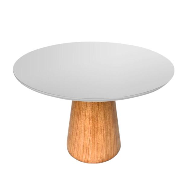 Imagem de Mesa de Jantar Cone Redonda 120 cm Base Madeira Freijó Tampo Laqueado