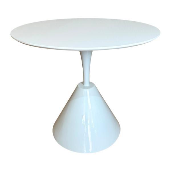 Imagem de Mesa De Jantar Cone Redonda Masp  80 cm Tampo Laca Branca Base Branca