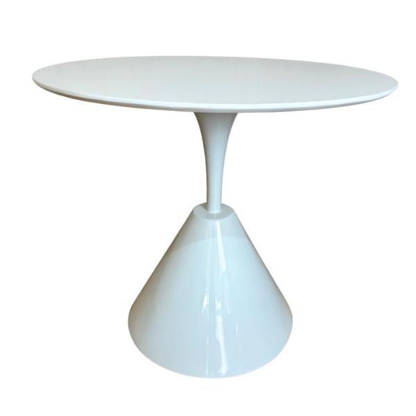 Imagem de Mesa De Jantar Cone Redonda Masp  90 cm Tampo Laca Branca Base Branca