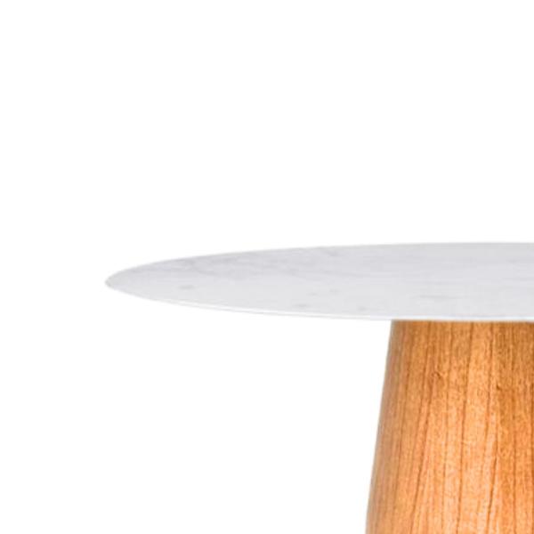 Imagem de Mesa de Jantar Cone Redondo 130 cm Base Freijó Tampo Mármore Branco Extra