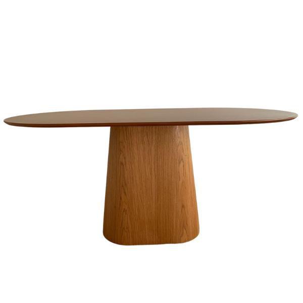 Imagem de Mesa de Jantar Cone Retangular Arredondada 120x80cm Base Freijó Tampo Freijó